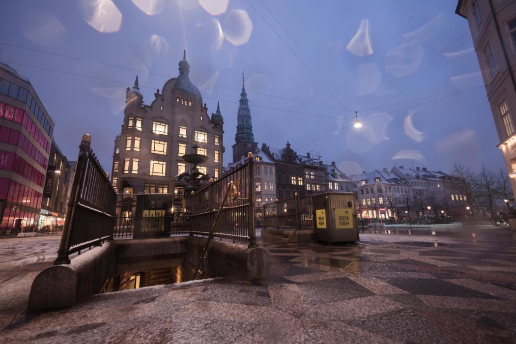 Copenhagen strøget foto noturna durante o inverno
