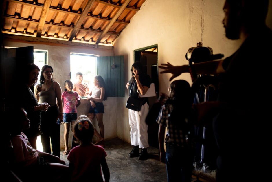 Um momento de reunião, onde explicamos aos participantes do filme o papel de cada um.